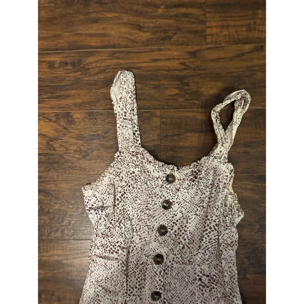 JAPNA Sundress Womens Leopard Print Button Front Smocked Straps Rayon Sz:Medium - Picture 3 of 4